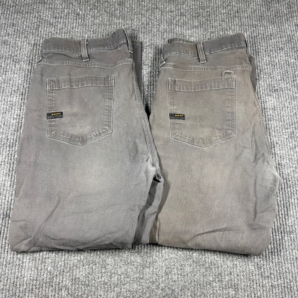 Ariat Rebar M4 Low Rise Straight Work Pants Mens 40x32 Gray Canvas Lot of 2